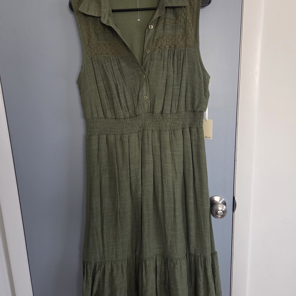 Elegant Olive Green Midi Dress